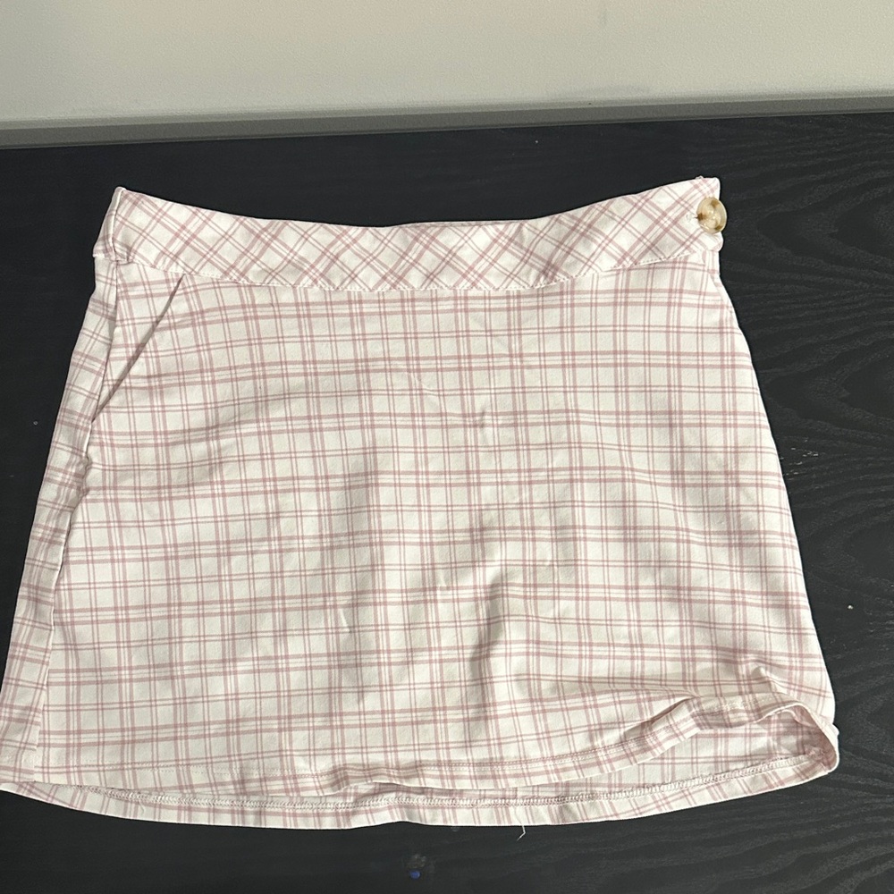 Chic Pink Checkered A-Line Skirt